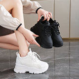 shoes 2024 Winter outfits Black Friday Spring and Autumn Korean Style Shoes Platform round Toe Front Lace-up Casual Sneaker Women's