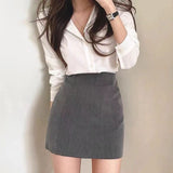 2000s fashion Business Wear White Shirt Suit Skirt Light Mature Style Skirt Slimming Women's 2024