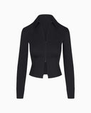 Women's Street Style Sexy Hot Girl Kylie Double Zipper Slim-Fit Short Long-Sleeved Shirt Hip Skirt Suit