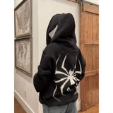 jacket Dark Sweatshirt Men's and Women's Hoodie Gothic Couple Harajuku Large Size Spider Print Zipper Guard