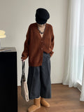 90s streetwear Retro Style Mid-Length Sweater Coat Casual All-Match Soft Knitted Cardigan