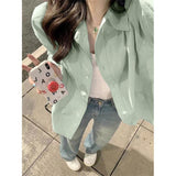 Mint Manbo Style Early Spring Green Shirt Women's Summer French Style High-Grade Artistic Fresh Top