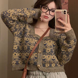 fall outfits aesthetic Fall 2024 New Korean Style Elegant Retro Flower Age-Reducing Sweet Knitted Sweater Long Sleeve Cardigan Coat for Women