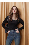 Women's Street Style Fall French Style Slim Bottoming Long Sleeve Sweater Women's Autumn Top