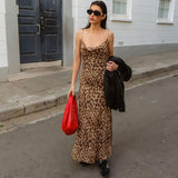 fall outfits 2024 Style 2024 Women's Clothing V-neck Tight Waist Leopard Print Backless Sling Dress Women