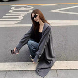 casual fall outfits Autumn Korean Style No Need Lazy Style Loose Long Knitted Cardigan Hooded Sweater Coat Knitted Overcoat