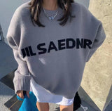 Women's Street Style 2024 Autumn and Winter Pullover Loose Casual Top Letter Knitted round Neck Sweater