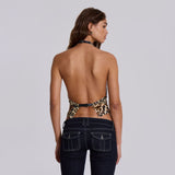 2000s fashion Women's street style Leopard Print Halter Bottoming Vest for Top for Women