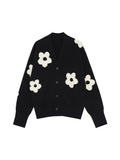 work outfits women Autumn and Winter V-neck  Flower Sweater Cardigan Sweater Coat