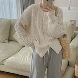 Chicdearshop winter fits men 2024 Spring and Autumn Solid Color Twist Sweater Coat Women's Loose Slimming Lazy Style Button Knitted Cardigan