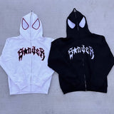 jacket Dark Sweatshirt Men's and Women's Hoodie Gothic Couple Harajuku Large Size Spider Print Zipper Guard