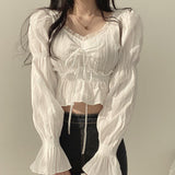 Chicdearshop coachella valley music festival Spring and Autumn New French Style Niche Square Collar Lace Shirt Sweet Ruffled Slimming Chic Top for Women