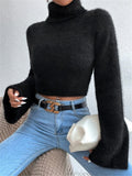 90s streetwear Autumn and Winter New Turtleneck Short Exposed Navel Plush Sweater