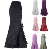 Halloween Jacquard Fishtail Skirt Steampunk Retro Skirt Gothic Skirt Victoria Maxi Skirt