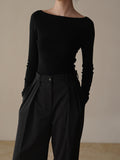 Fall and Winter outfits Wool Thin Delicate Comfortable off-Neck Bottoming Sweater