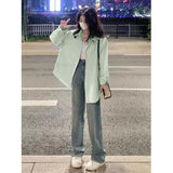 Mint Manbo Style Early Spring Green Shirt Women's Summer French Style High-Grade Artistic Fresh Top