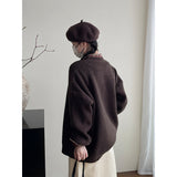 90s streetwear Retro Style Mid-Length Sweater Coat Casual All-Match Soft Knitted Cardigan