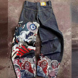 y2k men's and women's Jeans Streetwear Harajuku Hip Hop Retro Neo-Gothic Loose Jeans