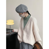 90s streetwear Retro Style Mid-Length Sweater Coat Casual All-Match Soft Knitted Cardigan