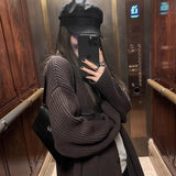 Chocolate Trendy Sweater Coat Women's Thickened Loose Knitted Cardigan Autumn and Winter