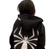 jacket Dark Sweatshirt Men's and Women's Hoodie Gothic Couple Harajuku Large Size Spider Print Zipper Guard