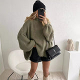 Chicdearshop sweater outfits Autumn and Winter New Loose Half Turtleneck Commuter Style Fake Reverse Wear Knitted Pullover Solid Color Sweater for Women