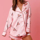 christmas pajamas aesthetic Winter outfits  Cyber Monday 2024 New Year Christmas Satin Printed Two-Piece Suit Home Wear Pajamas