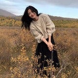 Fall Street Style fall fashion Japanese Style Thickened Autumn and Winter Twist round Neck Loose Undershirt Pullover Sweater Lazy Style Long Sleeve Sweater