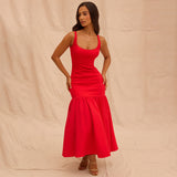 dress Women's Sexy Dress Red Suspender Skirt Spring Dress Sexy Slim-Fit Sheath Midi Dress