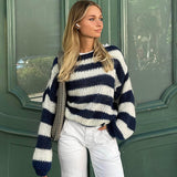 Chicdearshop 2024 Winter New Sweater Women's round Neck Striped Loose Lazy All-Match Long Sleeve Knitted Sweater Women