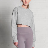 fall inspo outfits Women's Short Cropped Cropped Sweater Fleece-lined Pullover Long Sleeve Yoga Fitness Sportswear Top