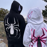 jacket Dark Sweatshirt Men's and Women's Hoodie Gothic Couple Harajuku Large Size Spider Print Zipper Guard