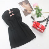 dress with bow Women's  Bow Tube Top off-Shoulder Dress Elegant Sexy Tight Black Hip Skirt