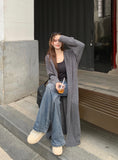 casual fall outfits Autumn Korean Style No Need Lazy Style Loose Long Knitted Cardigan Hooded Sweater Coat Knitted Overcoat