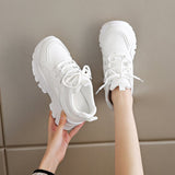 shoes 2024 Winter outfits Black Friday Spring and Autumn Korean Style Shoes Platform round Toe Front Lace-up Casual Sneaker Women's