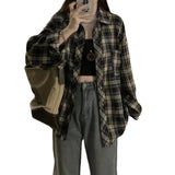 2024 fall fashion trends Retro Plaid Shirt Coat for Women Summer New Long Sleeve Casual Draping Shirt Design Sense Niche Top