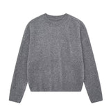 men’s fall fashion 2024 Cotton Pullover Sweater Autumn New Women's Pullover Loose Casual Soft Gray round Neck Basic Sweater