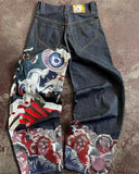 y2k men's and women's Jeans Streetwear Harajuku Hip Hop Retro Neo-Gothic Loose Jeans