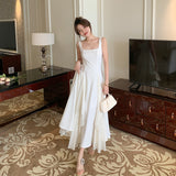 white dress White Strap Dress Women's 2024 New High-Grade Niche Design Ballet Long Skirt