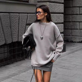 Chicdearshop Women's Street Style christmas outfits Solid Color Pullover Sweater Autumn and Winter New 2024 round Neck Long Sleeve Bottoming Knitted Sweater