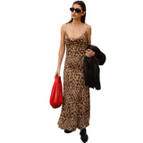 fall outfits 2024 Style 2024 Women's Clothing V-neck Tight Waist Leopard Print Backless Sling Dress Women