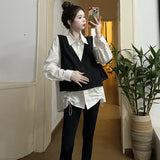 misunderstood outfit Spring New Korean Style Loose Fashion Striped Fake Two-Piece Stitching Shirt Maternity Top