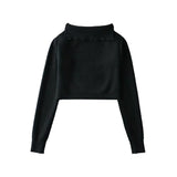 Chicdear Off-Shoulder Cropped Pullover Top Sweater E-girl Casual Blue Turn-Down Collar Crop Sweaters Knit Fashion Tops Women