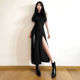 one with nature dress to impress Winter Fashion Trend Women's Clothing New Hooded Loose Hem Split Personality Dress