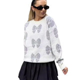 Black Friday Christmas Thanksgiving 2024 Winter Printed Butterfly round Neck Women's Loose plus Size Knitwear Pullover Women's Sweater