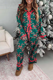 christmas pajamas aesthetic Winter outfits  Cyber Monday 2024 Autumn and Winter Women's Christmas Printed Pajamas Two-Piece Bow Lace-up Suit