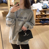 old money outfits men 2024 Autumn Korean Style Loose Letter Printed Thin Sweater Women's Pullover Long Sleeve