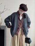 90s streetwear Retro Style Mid-Length Sweater Coat Casual All-Match Soft Knitted Cardigan