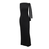 dress 2024 Temperament Oblique Shoulder Ribbon Slim Elegant Dress