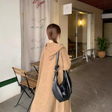 casual fall outfits Autumn Korean Style No Need Lazy Style Loose Long Knitted Cardigan Hooded Sweater Coat Knitted Overcoat